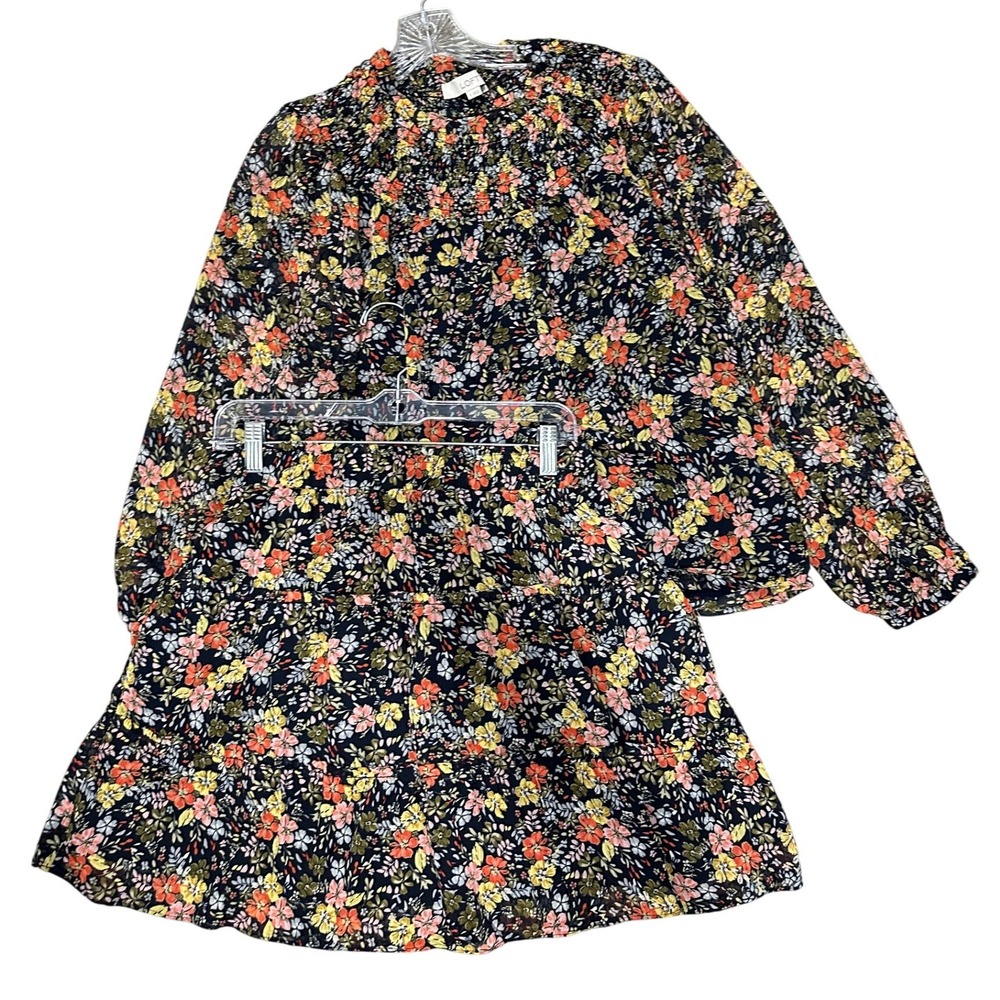 Loft Floral 2 Piece Set Smocked Blouse & Tiered Mini Skirt Sz XS S Cottagecoreā